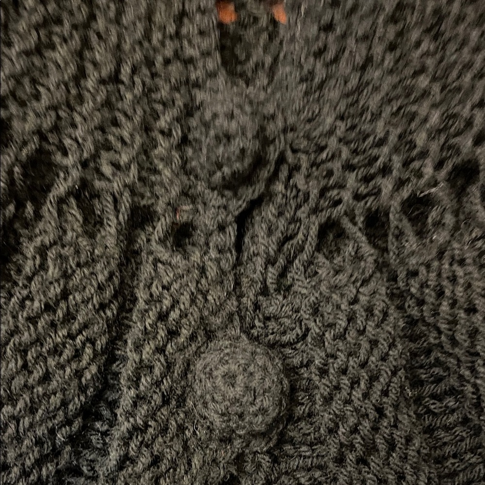 Hand Knit Crochet Poncho Cape Black WhimsyGoth - Picture 4 of 6